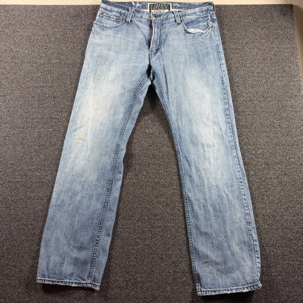 Vintage Y2K Levi's 514 Slim Straight Jeans Men's 36x34 Light Wash‎ Denim Grunge